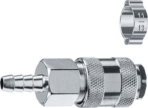 Переходник штуцер ″елочка″ 8 мм - рапид муфта, с хомутом ЗУБР Профессионал