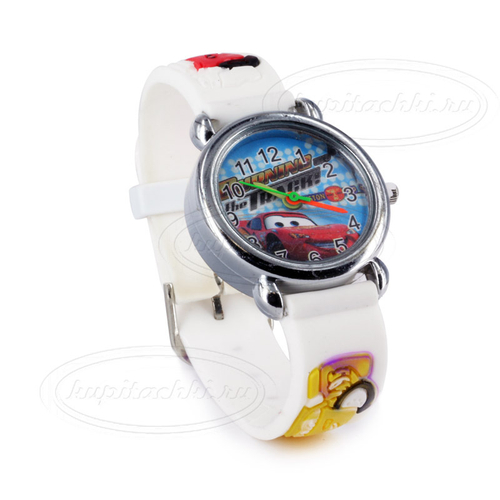 Часы наручные с белым браслетом "Тачки"