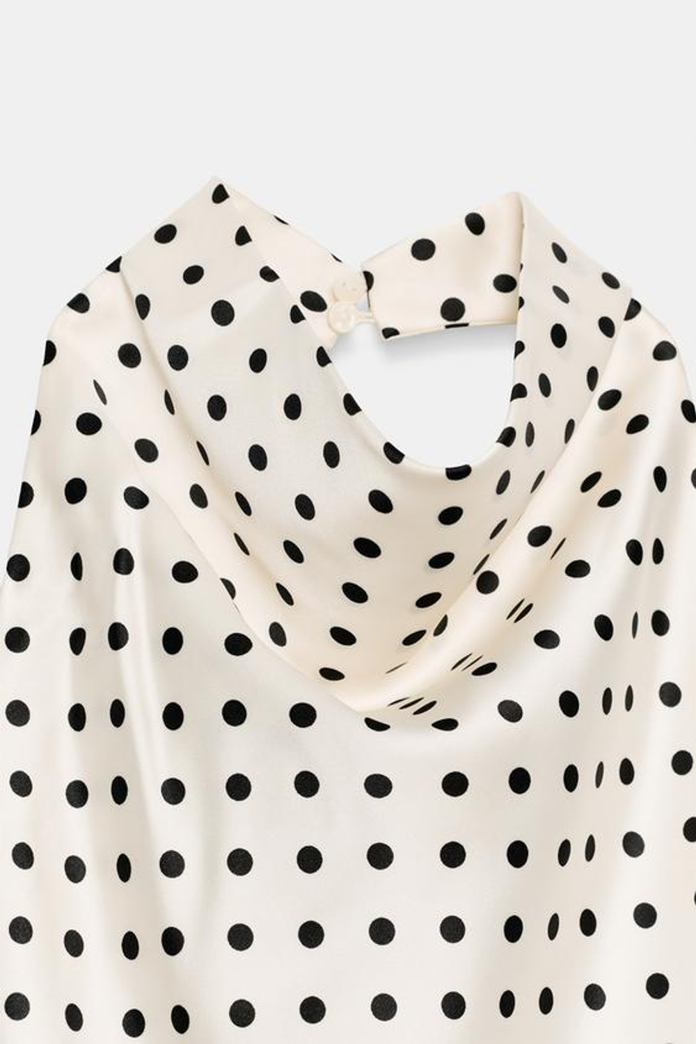 ZARA АТЛАСНЫЙ ТОП С ГОРЛОВИНОЙ ХАЛТЕР, БЕЛЫЙ/ЧЕРНЫЙ