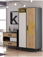 Шкаф для одежды распашной с зеркалом и полками 88х58х199 см