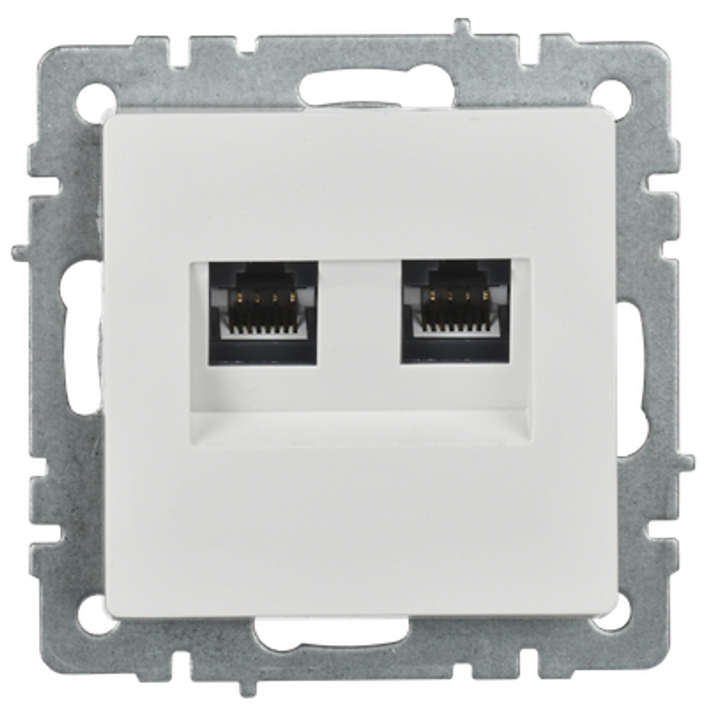 BRITE Розетка компьютерная двойная кат.5E RJ45 РК10-2-БрБ белый IEK