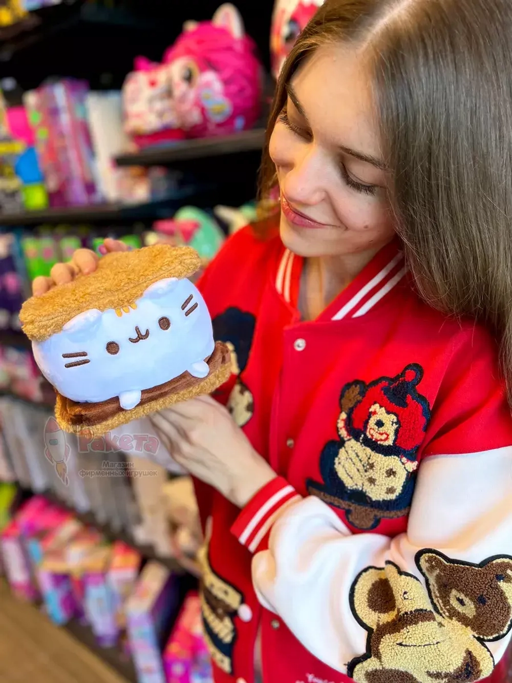 Мягкая игрушка Пушин Кот Кэт плюшевый котик бутерброд 13 см