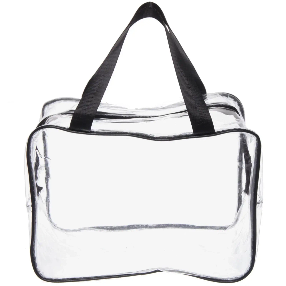 Косметичка прозрачная «MALINKA SHOP», цвет окантовки черный, 28*20*15см