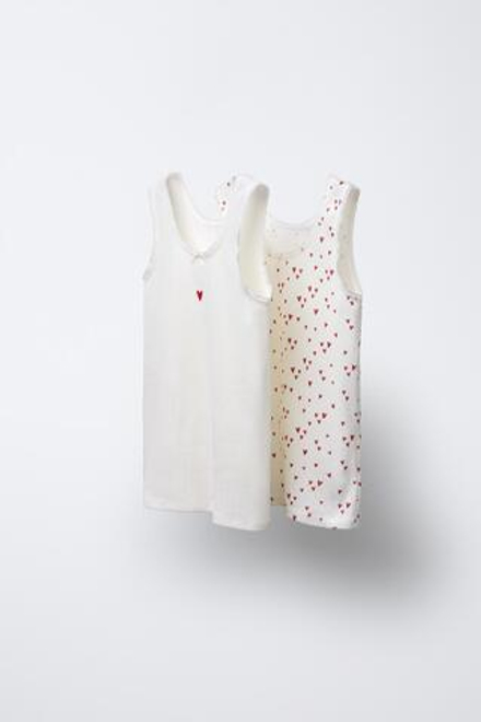ZARA /НАБОР ИЗ 2 ТОПОВ С ПРИНТОМ «СЕРДЦА», ЭКРЮ