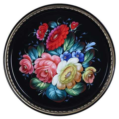 Жостовский поднос декоративный, размер 30 см (A9), металлический