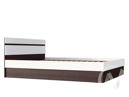 Кровать 1;6м с ПМ Спальня Ким (венге/белый глянец холодный)