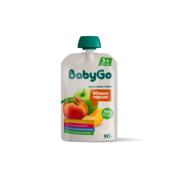 Пюре фруктовое Baby Go яблоко-персик 90г с 5месяцев