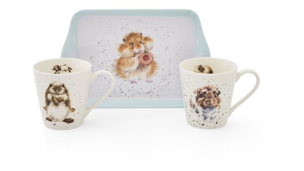 Набор кружек на подносе 2шт 180мл Pimpernel Забавная фауна Звезды диеты
