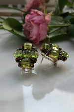 Серьги ручной работы из бисера и камня хризолит