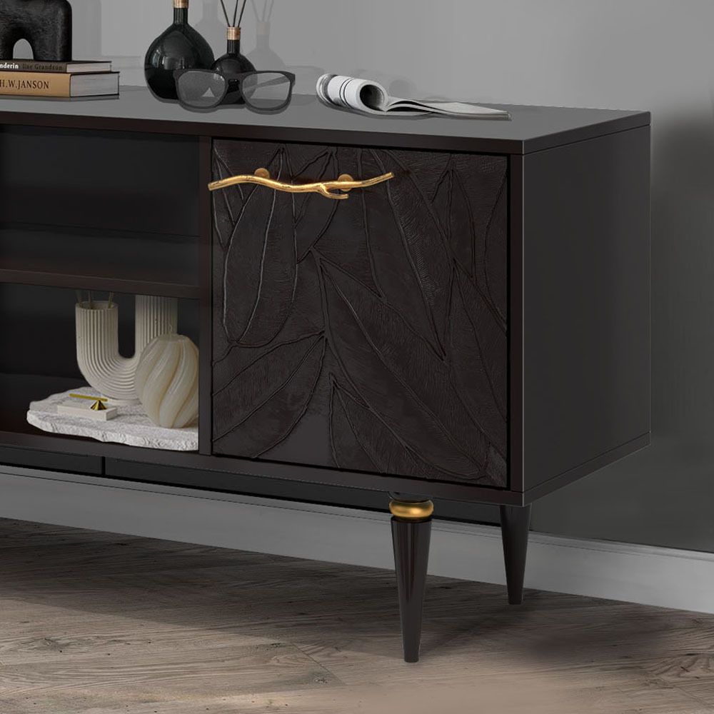 Тумба под ТВ Арт Колор leaves 117см Классик Голд Терпкий коричневый