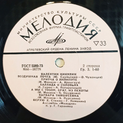 Винтажная виниловая пластинка LP Валентин Никулин (СССР 1976)