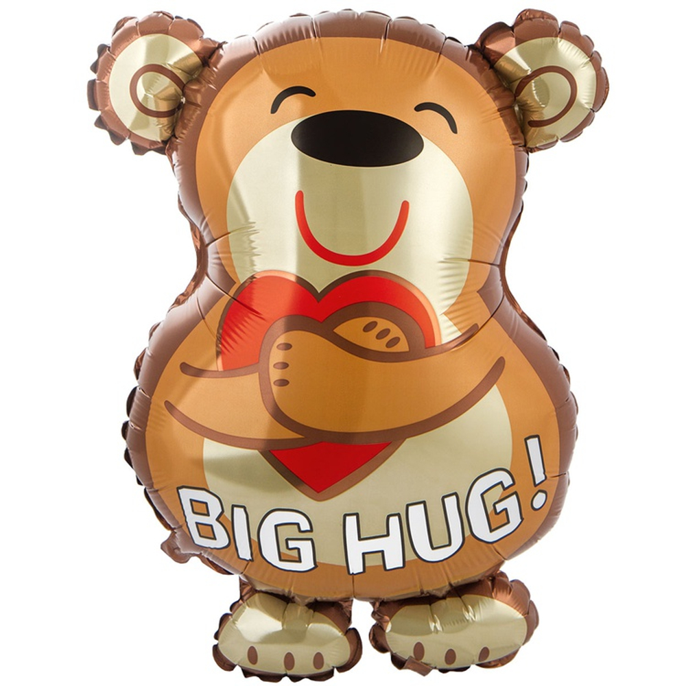 Шар Фольгированный Мишка с сердцем в объятиях (Коричневый)