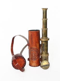 Nautical Подзорная труба в кожаном футляре