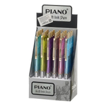 Ручка шариковая, масляная, автоматическая, Piano, синие чернила, 5 цветов корпуса, 24 шт