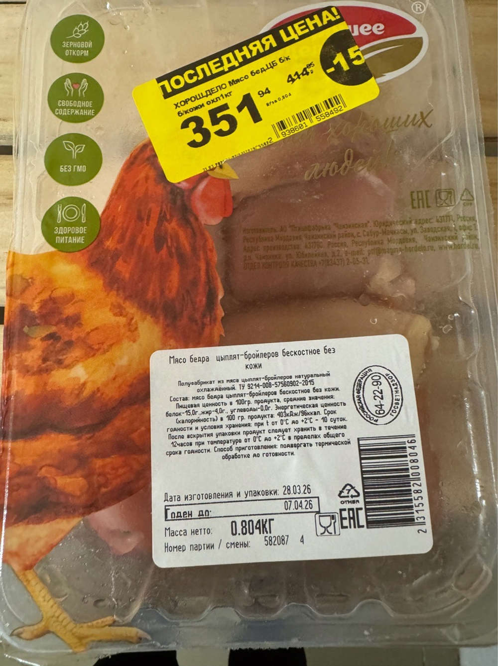 Мясо бедра Без кожи