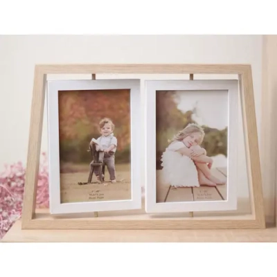 Фоторамка двойная 10*15см вращающаяся, бежевая