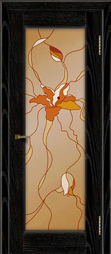 Межкомнатная дверь ЛайнДор Мальта 2 ДО Витраж 26 Черная эмаль