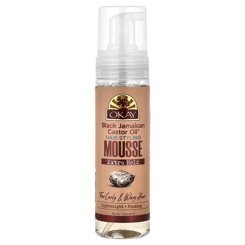 Okay Pure Naturals, Black Jamaican Castor Oil®, мусс для укладки волос, дополнительная фиксация, для вьющихся и волнистых волос, 221 мл (7,5 унции)