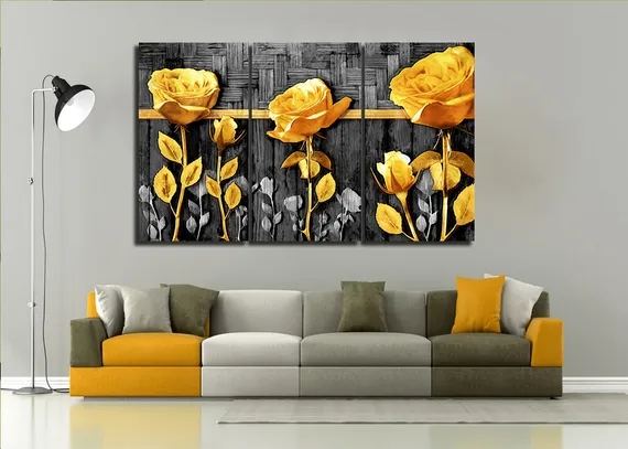 Модульная картина "Золотые розы"