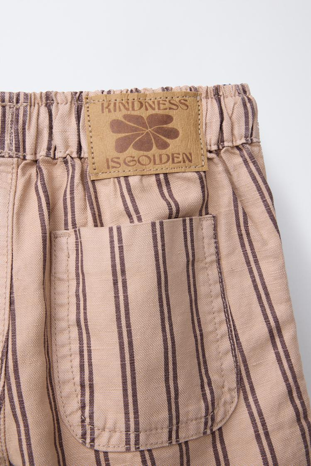 ZARA БРЮКИ СВОБОДНОГО КРОЯ ИЗ ТВИЛА В ПОЛОСКУ, СЕРО-КОРИЧНЕВЫЙ