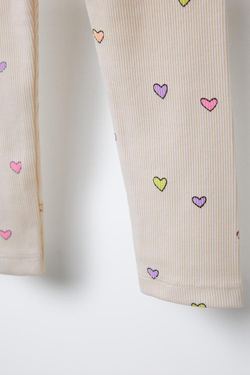 ZARA ЛЕГИНСЫ ИЗ ТКАНИ В РУБЧИК С ПРИНТОМ, ЭКРЮ