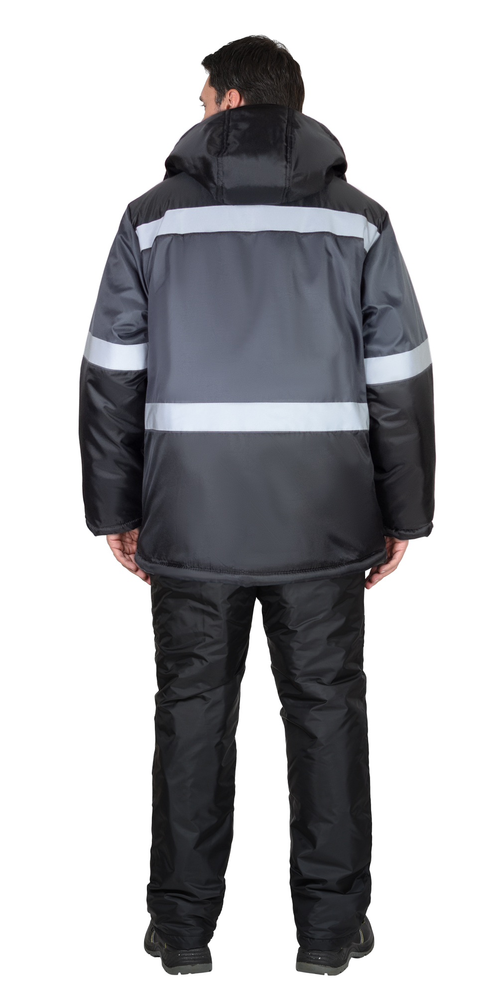 Куртка СИРИУС-ТЕРМИНАЛ зимняя, черная с темно-серым и СОП