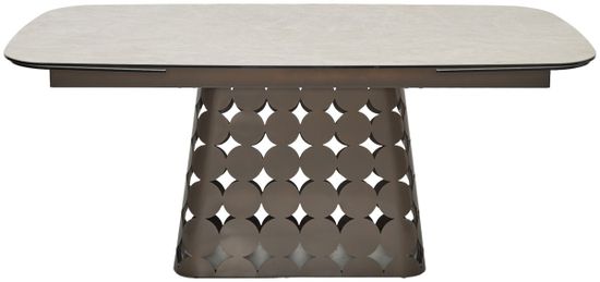 Стол MAGNUS 180 TL-102 Бежевый мрамор, испанская керамика / Шоколадное золото каркас