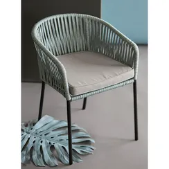 Плетеный стул Asar, черный/серо-голубой