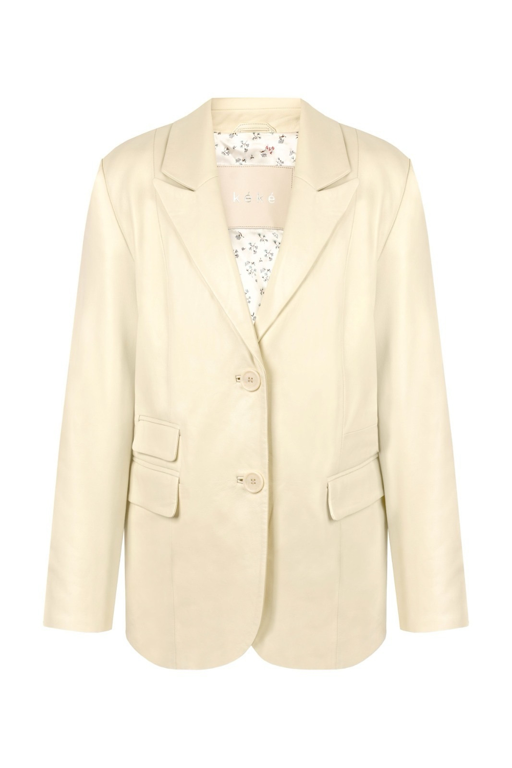 Молочный кожаный пиджак