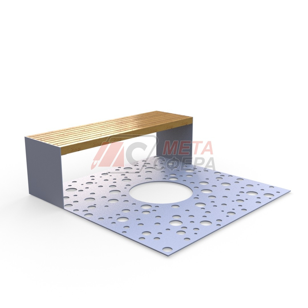 Приствольная решётка квадрат со скамейкой