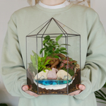 Готовый флорариум бонсай Фикус гинсенг Хижина с озером