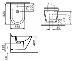 Биде подвесное Vitra S50, 52 см