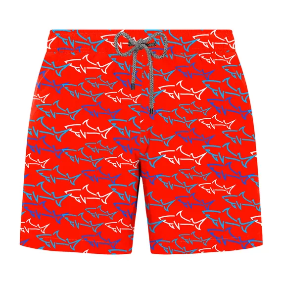Мужские шорты пляжные красные с принтом JOHN FRANK JFSSSWL91-GREAT SHARK RED