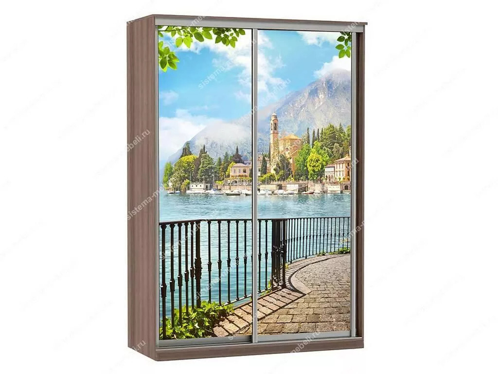 Шкаф купе Модерн 1190х450 2-х дверный 2-х секционный фотопечать №4 шимо темный