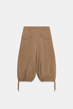 ZARA СВОБОДНЫЕ ДЛИННЫЕ ШОРТЫ — ZW COLLECTION, МЯГКИЙ КАШТАНОВЫЙ