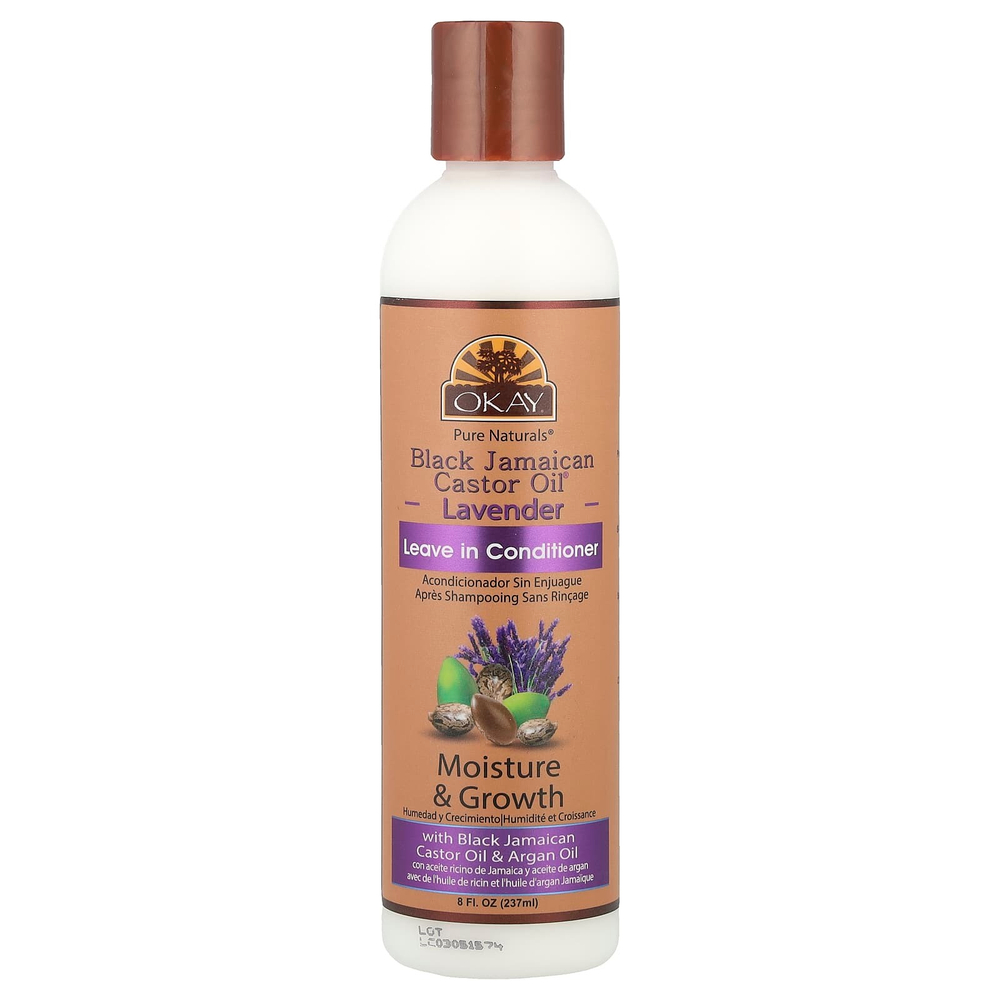 Okay Pure Naturals, Черное ямайское касторовое масло®, несмываемый кондиционер, лаванда, 237 мл (8 жидк. Унций)
