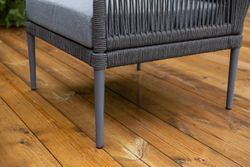 "Канны" лаунж-зона 4-местная (разборная) из роупа со столиком "Диего" цвета "серый гранит", роуп темно-серый круглый, ткань темно-серая