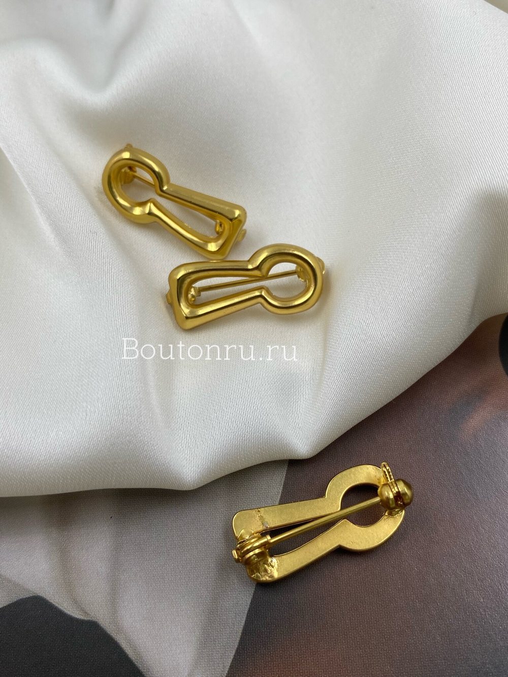 Брошь "Замочная скважина" матовое золото Скиап.