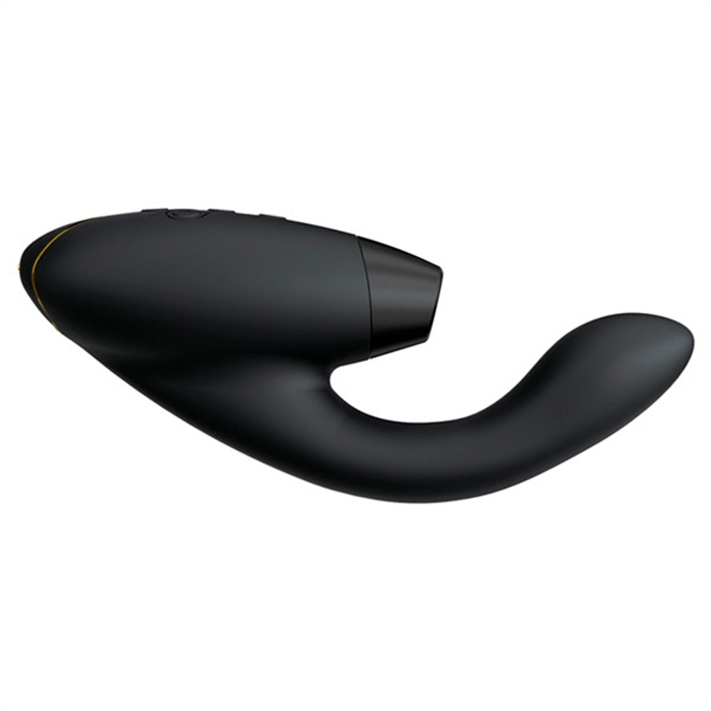Черный вибратор 20,3см с вакуумным стимулятором Womanizer Duo 2 Black WZ142SG9