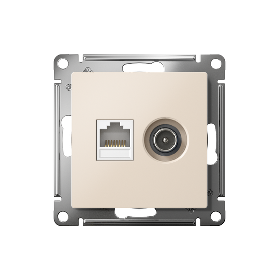 Розетка компьютерная + телевизионная 2-м СП AtlasDesign RJ45 кат.5E + TV механизм беж. SE ATN000289