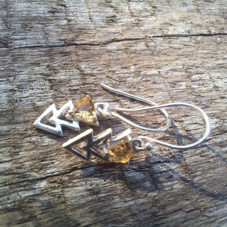 Серьги СТРЕЛА серебро/цитрин