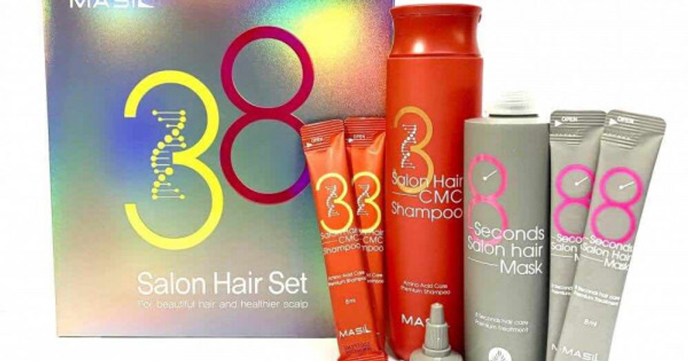 Набор для волос MASIL 38 Salon Hair Set (Big) (mask 200 мл+8 мл*2+ shampoo 300 мл+8мл*2).