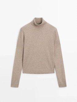 Massimo Dutti Свитер с высоким воротником, кротово-коричневый