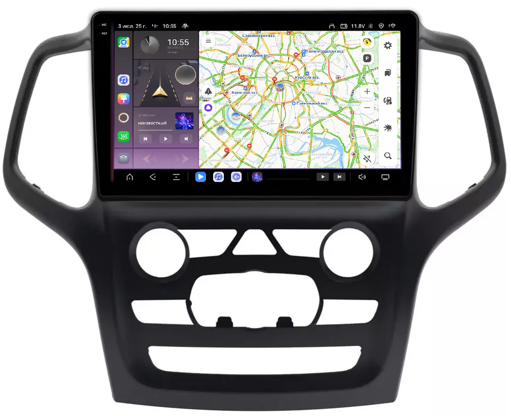 Магнитола для Jeep Grand Cherokee WK2 2013-2021 (взамен 5" экрана) - Carmedia EW-9176-1 QLed+2K, Android 13, TS20, CarPlay, 4G SIM-слот