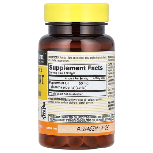 Mason Natural, Масло мяты перечной, 50 мг, 90 капсул