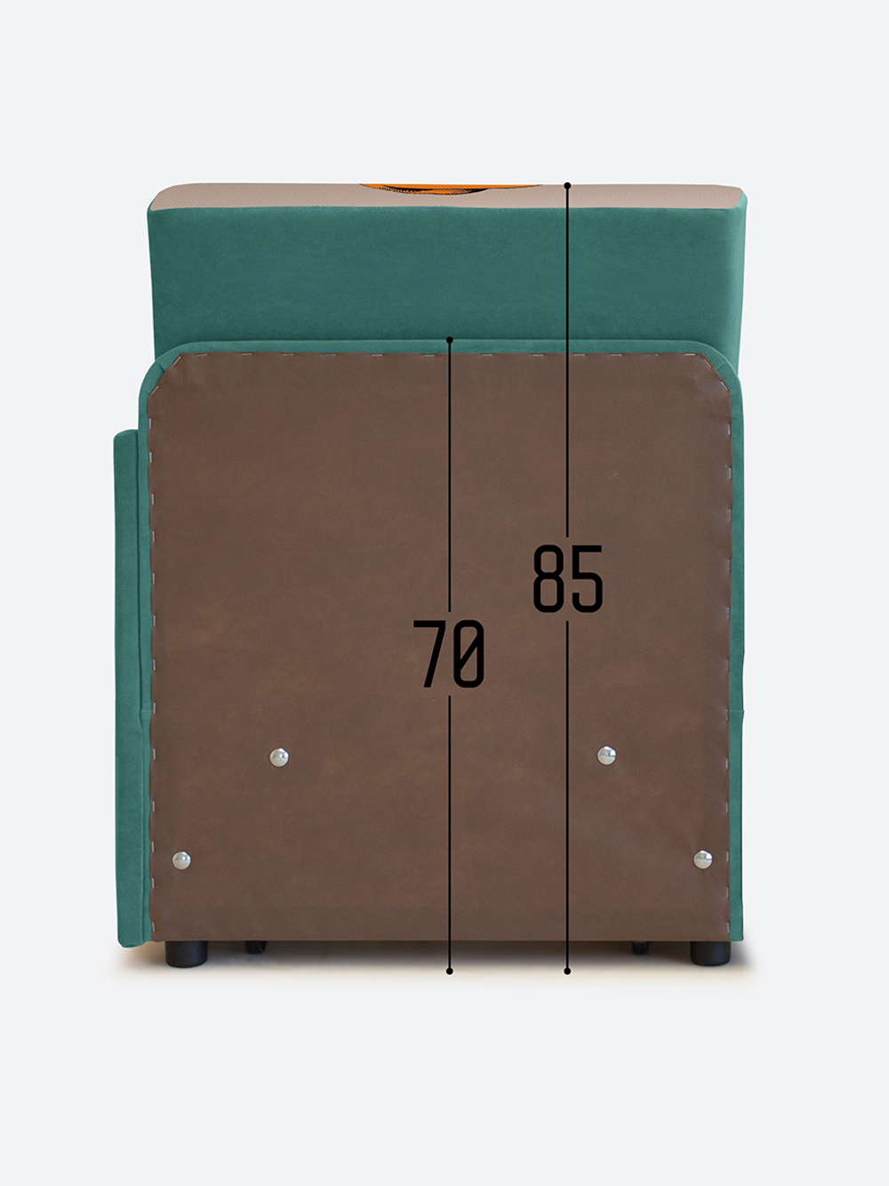 Кресло-кровать "Миник" с левым подлокотником, под правую руку, велюр Dream Mint, бульдог