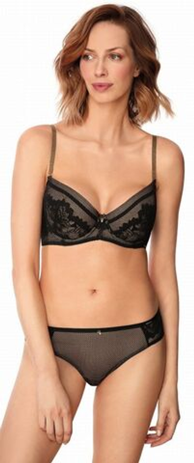 Трусики-бразилиана с ажурными вставками по бокам (Размер: L) (Цвет: черный)