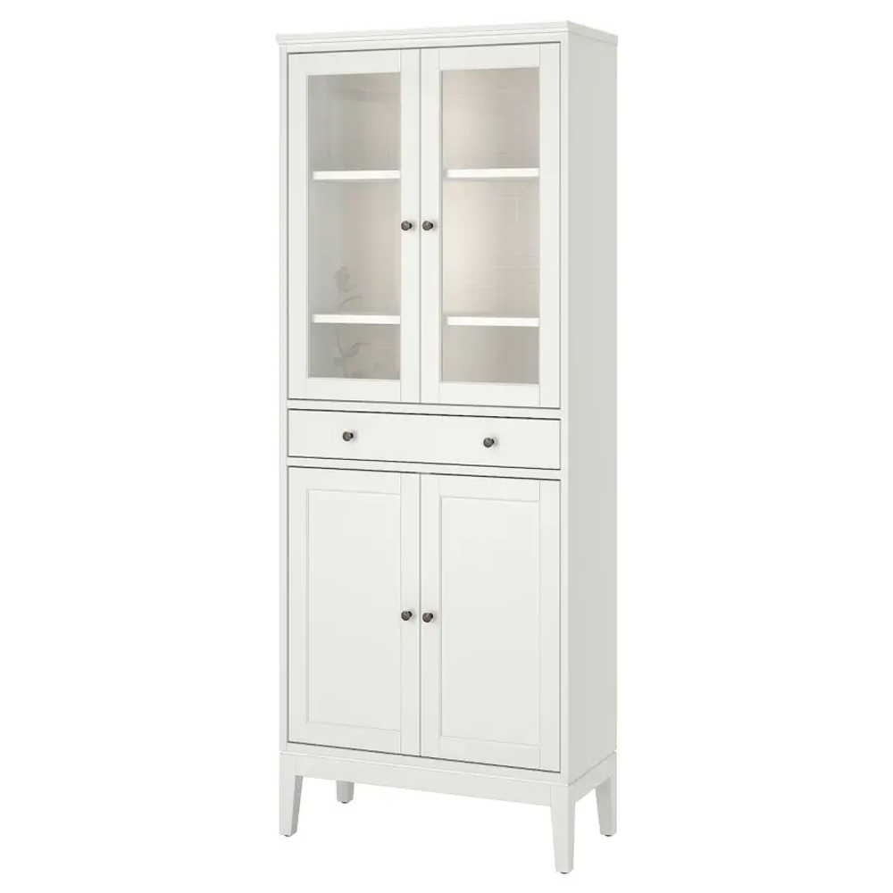 Шкаф со стеклянными дверцами - IDANÄS/IDANАS  IKEA/ ИДАНАС ИКЕА, 81x39x211 см, белый