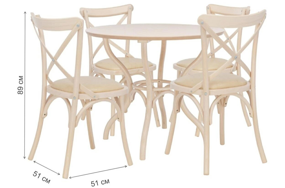 Обеденная группа Leset Тор, для 4 персон, массив дерева