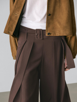 Massimo Dutti Плиссированная юбка-шорты миди, коричневый